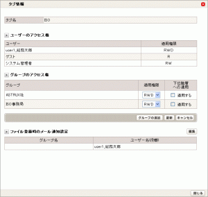 タブの権限設定